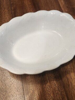 1800s Johnson Bros England Oval Scalloped Edge‎ Serving Bowl Royal Ironstone